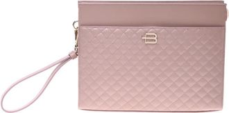 Baldinini Nude quilted leather unisex clutch - Dames - Clutches - Beige - ONE Size - Tassen