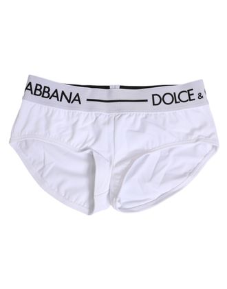 Dolce & Gabbana Womens White Nylon Logo Waistband Shorts Underwear Elastane