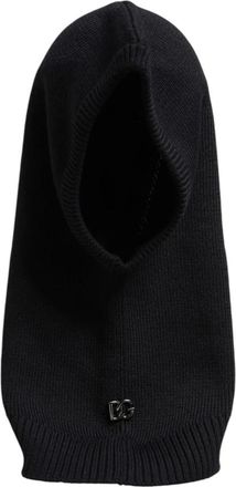 Dolce & Gabbana Wollen Gebreide Balaclava Muts - unisex - Hoeden - Zwart - ONE Size - Wol - Accessoires