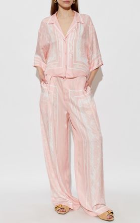 Balmain Printed Trousers, Womens, Pink