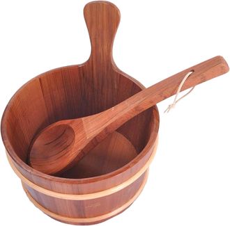 OEM Juego De Cubo Y Cuchar&oacute;n Para Sauna, Cubo De Madera Con Asa, Accesorios Para Sauna Para El Hogar, Hotel, Hammam, Sala De Vapor, Hecho De Madera