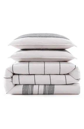 Tommy Hilfiger Brooklyn Heights Cotton Percale Comforter & Shams Set in White/Grey at Nordstrom, Size Twin X-Long