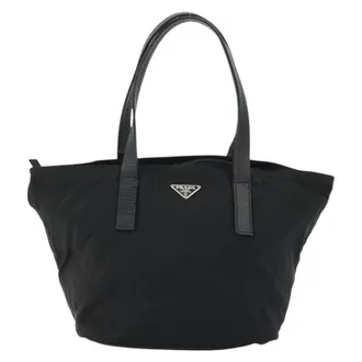 Prada Vintage Handbag Tessuto Black Nylon Handbag (Pre-Owned)
