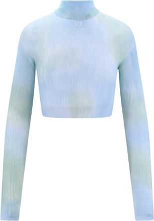 Off-white Crop Fit Top With Tie-Dye Effect-Donna