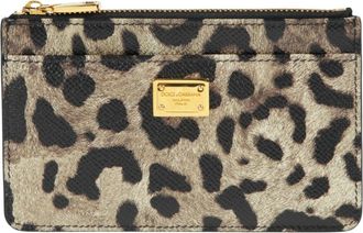 Dolce & Gabbana Dauphine Luipaardprint Kaarthouder - Dames - Portefeuilles - Veelkleurig - ONE Size - Leer - Accessoires