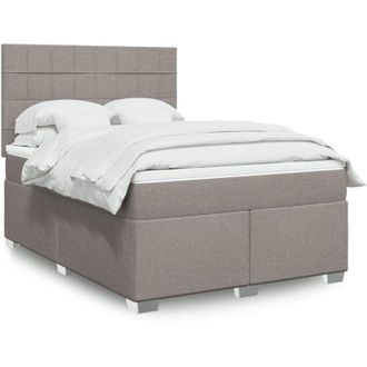 vidaXL Vidaxl - Cama Box Spring Con Colch&oacute;n Tela Gris Taupe 140x190 Cm