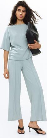 H&M Crease-front Jersey Pants in Light Dusty Turquoise at Nordstrom, Size X-Small