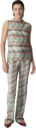 Missoni Multi-technique Mixed Viscose Lam&eacute; Sleeveless Top in Green& Brown at Nordstrom, Size 44 It