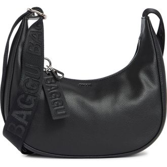 Baggu Small Recycled Leather Crescent Bag in Black at Nordstrom Rack