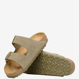 Birkenstock Unisex Suede Sandals Khaki Leather