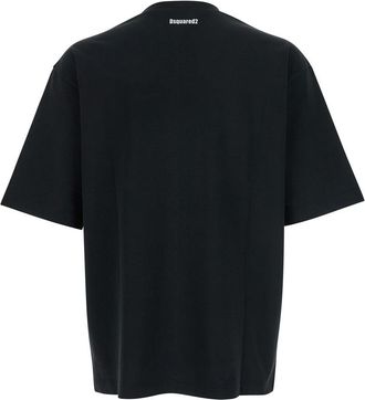Dsquared2 Mens Black Cotton T-Shirt With Front Logo T-Shirts And Polos