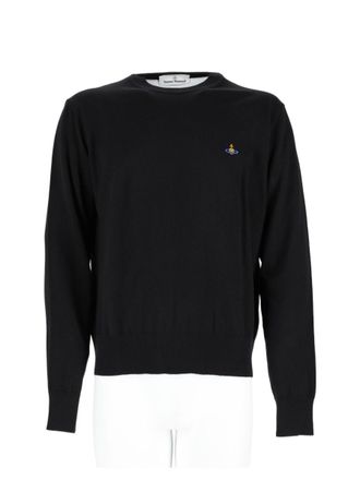 Vivienne Westwood Black Cotton-Blend Logo Knit Sweater