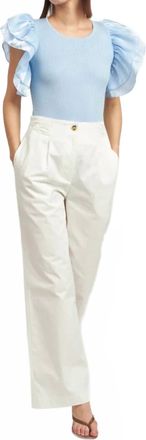 En Saison Abby Cotton Bow-Back Pants In White