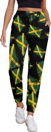 Generic Jamaica Vintage Watercolors Jamaican Flag Womens Joggers Comfy Sweatpants Lightweight Yoga Athletic Workout Track Pants 3XL
