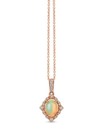Le Vian 14K Rose Gold 0.77 Ct. Tw. Diamond & Opal Pendant Necklace