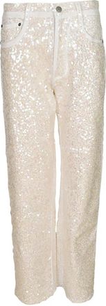 P.A.R.O.S.H. Cr&egrave;mekleurige Jeans voor een Stijlvolle Look - Dames - Regular Fit Jeans - Beige - M - Katoen - Jeans