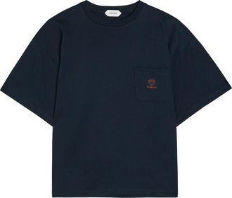 Versace Logo-embroidered Cotton T-shirt - Navy - Xxl