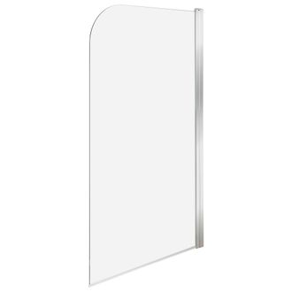 Beliani Mampara De Ducha Minimalista De Vidrio Templado Transparente Ajustable Plateado 140 X 80 Cm Lapan