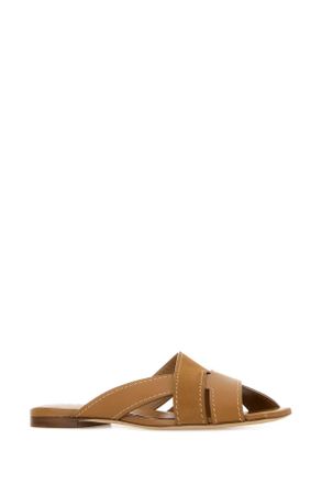 Tod's Womens Biscuit Suede And Leather Slippers C800bis Flat Shoes