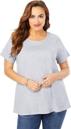 Roaman's Plus Size Ultimate Cotton Crewneck Short Sleeve Swing Tee in Medium Heather Grey at Nordstrom, Size Large