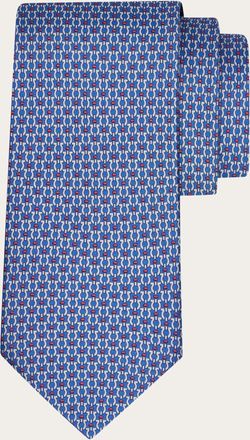Ferragamo Men Gancini print silk tie Blue