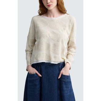 Luukaa D'Celli Riley Textured Hemp & Cotton Jacquard Blouse in Nature at Nordstrom, Size X-Large