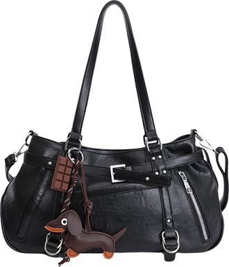 Generic Cymwer Women PU Shoulder Bag Zipper Underarm Purse Large Capacity for Daily (Black)