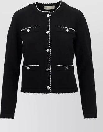 Tory Burch wool scallop trim cardigan