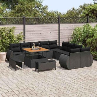 vidaXL Conjunto De Sof&aacute; De Jard&iacute;n 13 Pcs Negro 100 X 100 X 71 Cm Vidaxl