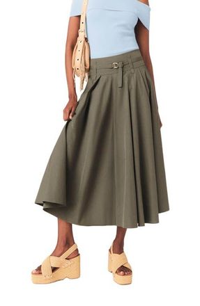 Maje Cotton pleated maxi skirt in Khaki at Nordstrom, Size 38 Eu