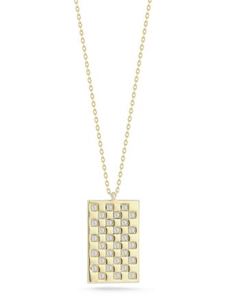 Glaze Jewelry Sterling Silver Checkered Tag Necklace