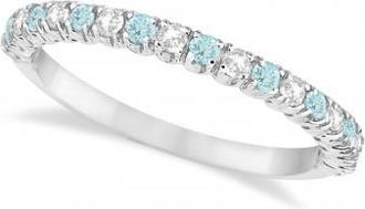 Allurez Aquamarine & Diamond Wedding Band Anniversary Ring in 14k White Gold (0.50ct)