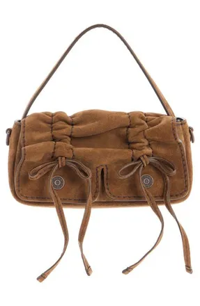 Acne Studios Micro Multipocket Suede Crossbody Bag in Cognac Brown at Nordstrom