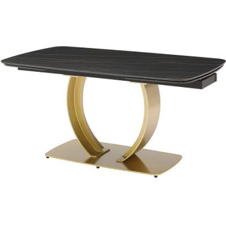 Vente-Unique Vente-unique - Tavolo da pranzo allungabile 6-10px Ceramica e Metallo Dorato Effetto marmo Nero - olifia della Maison C&eacute;phy
