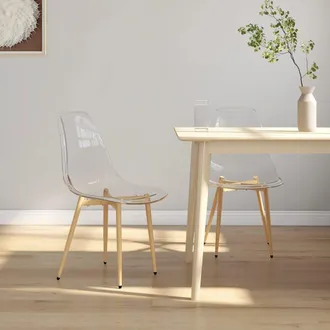 Berkfield Home Dining Chairs 2 pcs Transparent PET in Black