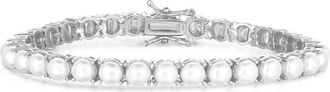 Chloe and Madison 4.5mm Faux Pearl Tennis Bracelet in Silver at Nordstrom Rack