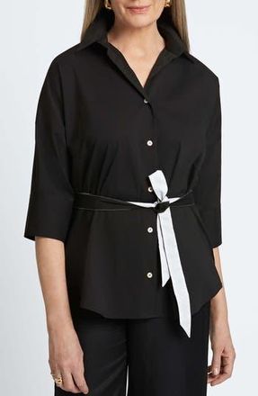 Foxcroft Avery Stretch Button-Up Shirt in Black at Nordstrom Rack, Size X-Small