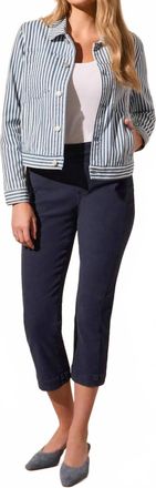 Tribal Railroad Stripe Button Front Jacket With Pleats In Riviera