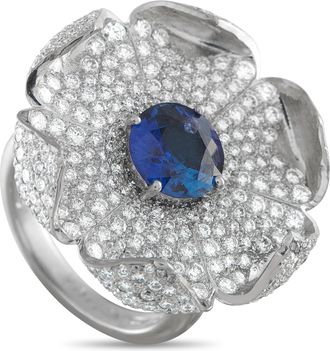 Luxury Bazaar Platinum 2.50ct Diamond and Sapphire Flower Ring MF21-122325