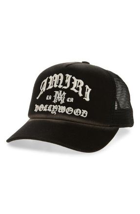 Amiri Hollywood Embroidered Trucker Hat in Black at Nordstrom