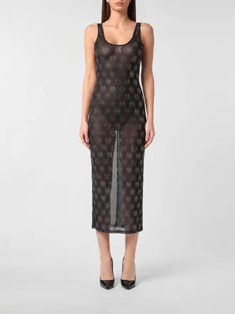 Philipp Plein Rhinestone Jersey Midi Dress