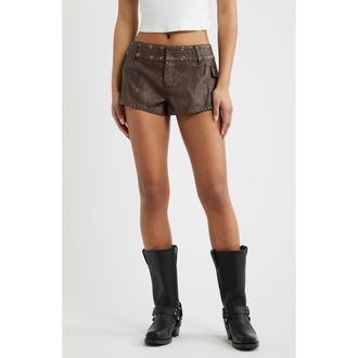 Princess Polly Born to Ride Faux Leather Shorts in Brown at Nordstrom, Size 10