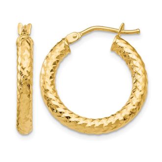 Diamond2Deal 14K Yellow Gold Polished and Textured Hoop Earrings 22mm