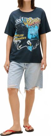Daydreamer Willie Nelson Outlaw Country Boyfriend Tee In Vintage Black