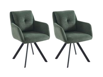 Vente-Unique Sedia con braccioli in Tessuto e Metallo Nero Verde - Lotto di 2 - ZOLEVY