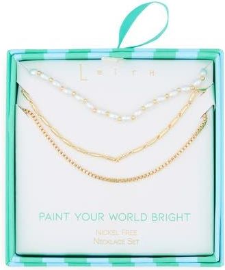 Leith Three Row Layered Necklace in White- Gold at Nordstrom Rack