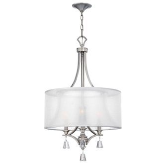 Loops 3 Bulb Chandelier Hanging Pendant LIght Brushed Nickel LED E14 60W Bulb in Metallics
