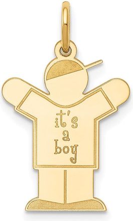 Diamond2Deal 14k Yellow Gold The Kids Small Its a Boy Engravable Love Charm Pendant