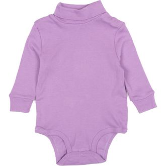 Leveret Cotton Neutral Solid Turtleneck Bodysuit in Light/pastel Purple at Nordstrom, Size 6-12M