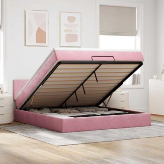vidaXL Estructura Cama Otomana Con Colch&oacute;n Terciopelo Rosa 160x200 Cm Vidaxl